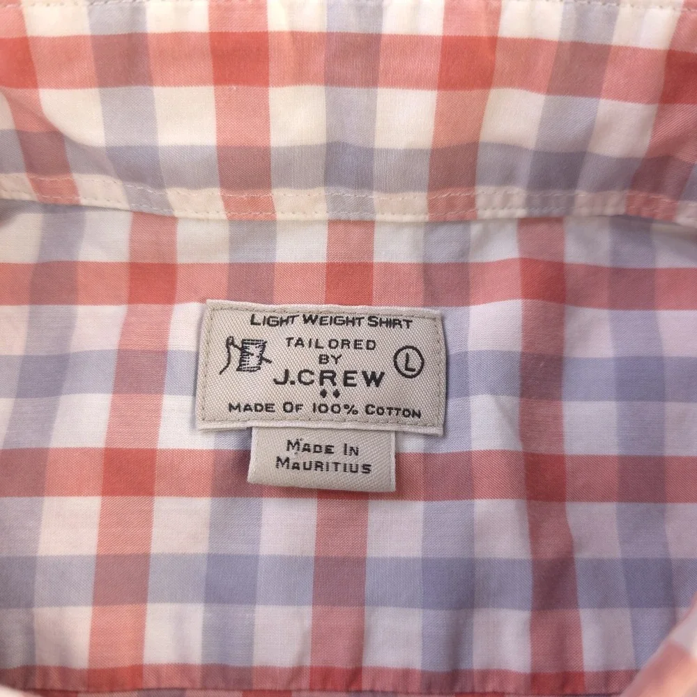 J Crew Lightweight Shirt Large Long Sleeve Button Down Multicolor Plaid‎ Cotton